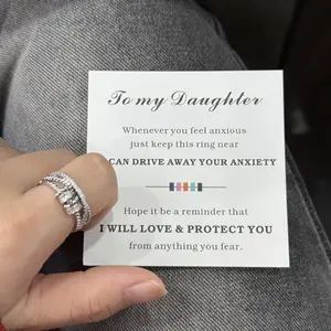 To My Daughter Fidget Ring Anti Anxiety Ring With Beads Spinner For Girls Gift Comfortable Daily Wear Thoughtful Gift Idea