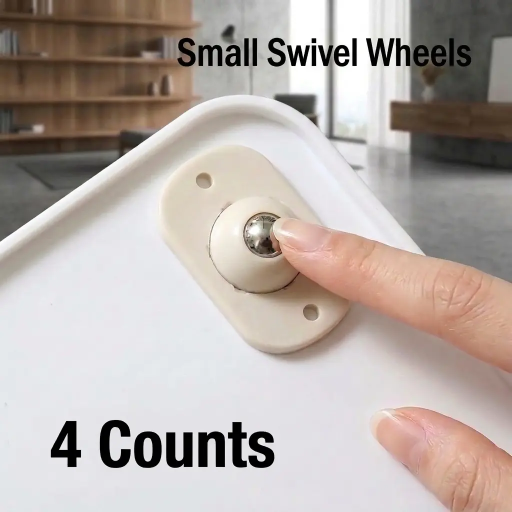 4 Pack Mini Self-Adhesive Swivel Caster Wheels, 360° Rotating Adhesive Rollers for Storage Bins, Boxes and Small Furniture, Quiet Stainless Steel Pulley Wheels
