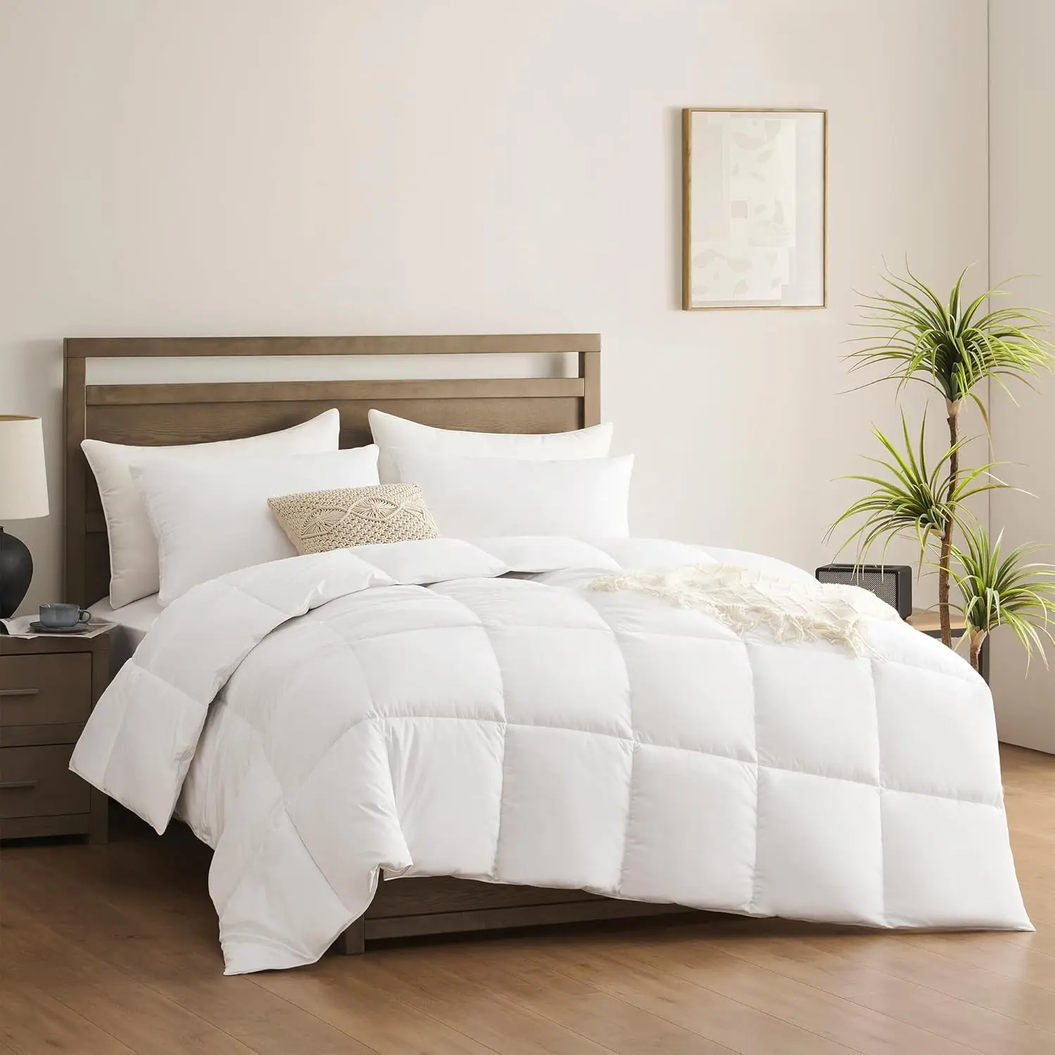 Queen Duvet Insert Comforter,100% Cotton 400GSM Thick Fluffy Down Alternative Comforter,Breathable Soft White Hotel Bed Duvet Insert with Corner Tabs(90''x