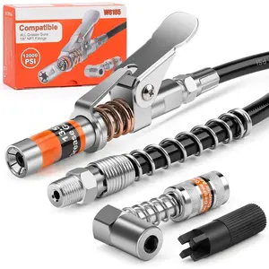 WrenchWizard Grease Gun Coupler Set, Strong Lock on Greases Gun Couplers with 90° Grease Coupler Adaptor,12000 PSI Quick Release Grease Coupler Compatible with All Grease Guns 1/8" NPT Grease Gun FittingQuesear