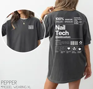 Custom Nail Tech Shirt, Nail Artist Gift Manicurist T-shirt, Personalized Nail Tech Gift, Cosmetology Grad Gift, Nail Technician Salon Tshirt