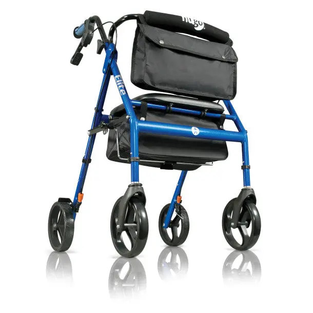 Drive Medical Hugo Elite Folding Aluminum Frame Rollator - Lightweight Wheeled Walker with Seat, Healthcare Mobility Aid