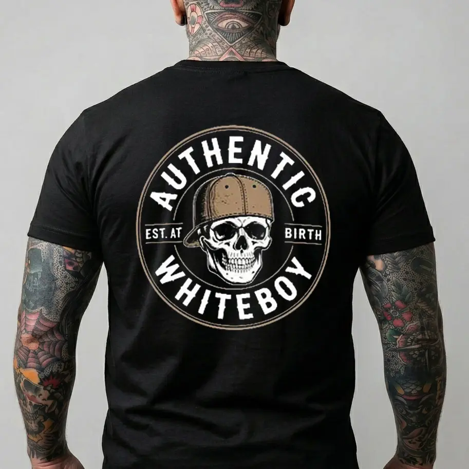 Authentic Whiteboy, Est. At Birth Printed Men's T-shirt, Hoodie,  Fathers Day, Gift For Father, Dark Humor Attitude Shirt for Men, Husband, Father, Gift for Father's Day, Unisex Fabric Cotton