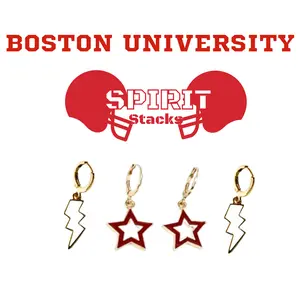 Boston University Spirit Earring Stack for Terriers Game Day