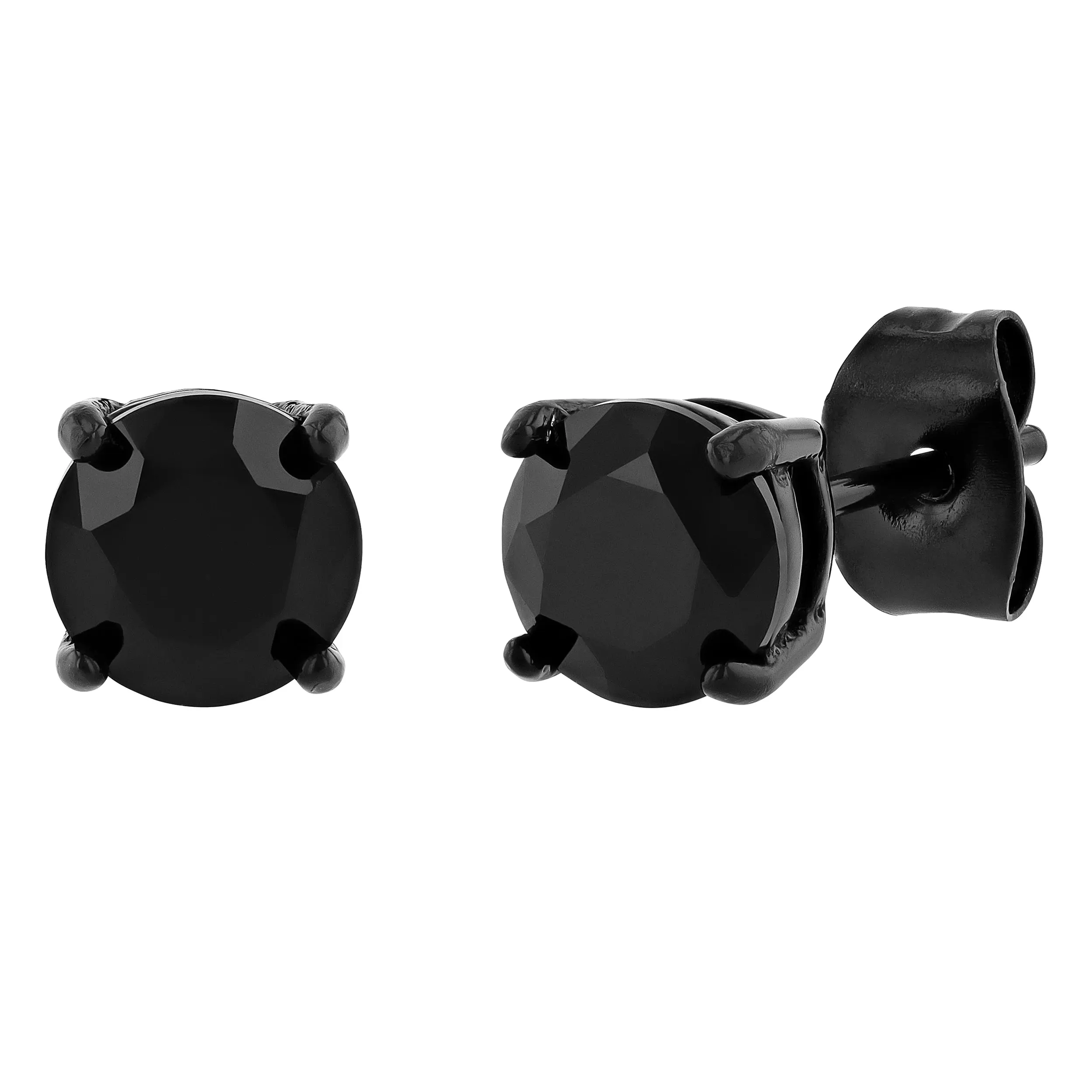 Men's Tungsten Square Stud Earrings - Matte Black with Faceted Black Spinel or White Sapphire Stones, Tone-on-Tone Modern Minimal Look, Shine Without Flash, Durable Everyday Stud Earrings for Men