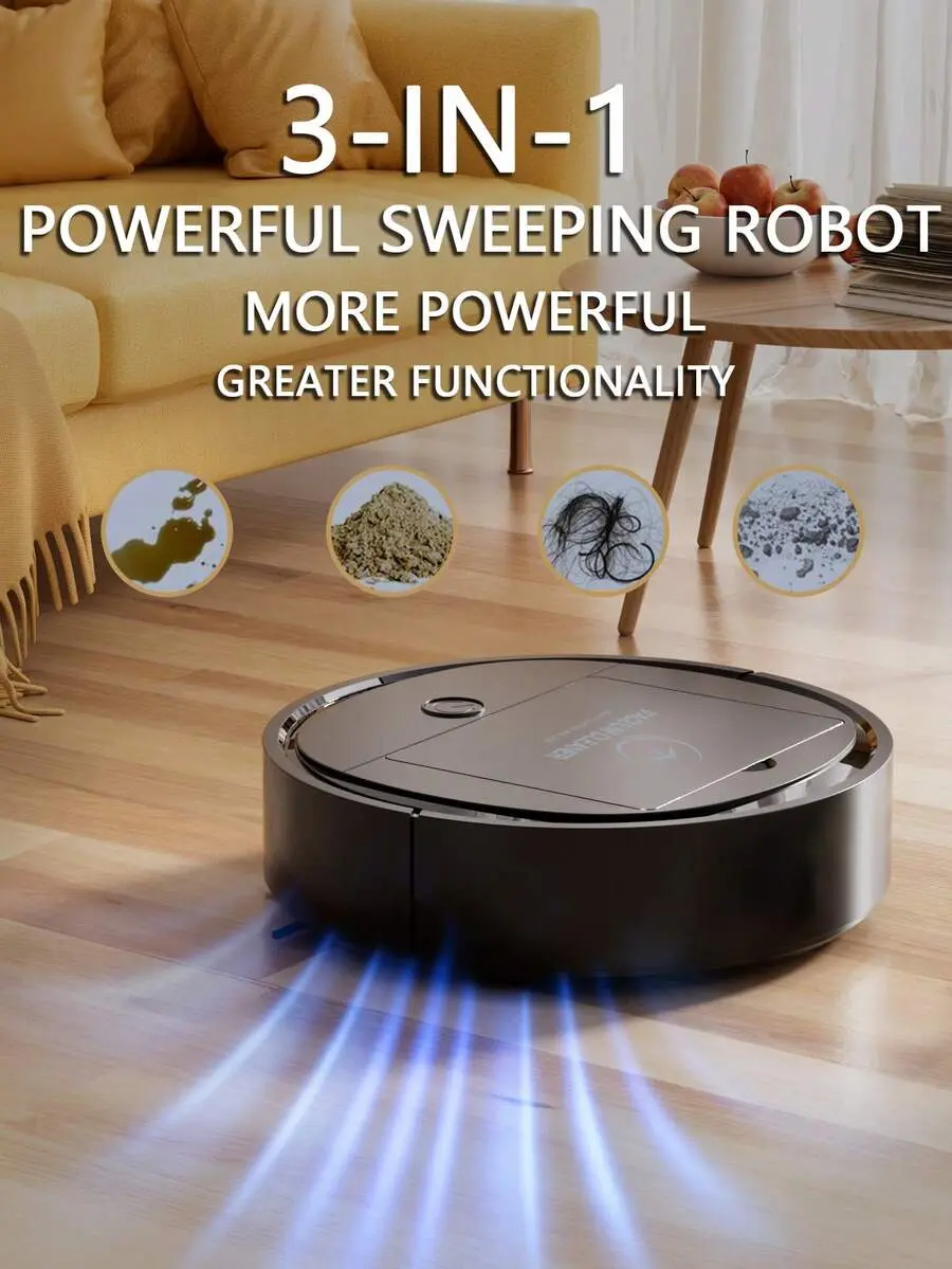 3-In-1 Electric Sweeper Mopping Machine Vacuum Cleaner, Vacuuming And Mopping, Suitable For Hard Floors, Carpets And Pet Hair, Quiet And Efficient, Strong Suction Power, Suitable For A Variety Of Floor Cleaning