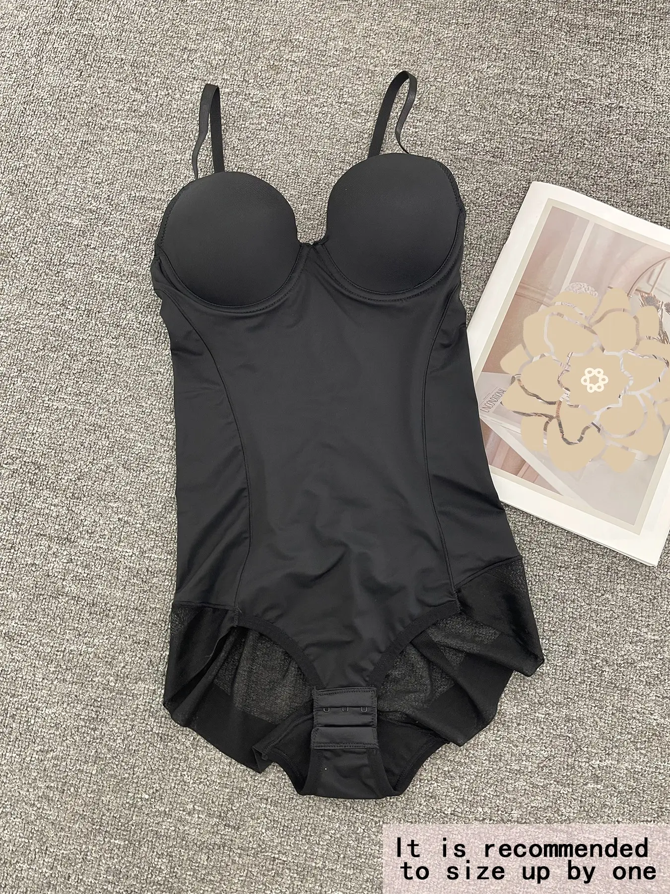 Women's Deep V Backless Spaghetti Strap Shapewear Bodysuit, Ruched Design Sheer Top, Regular Length Casual Underwear for All Seasons