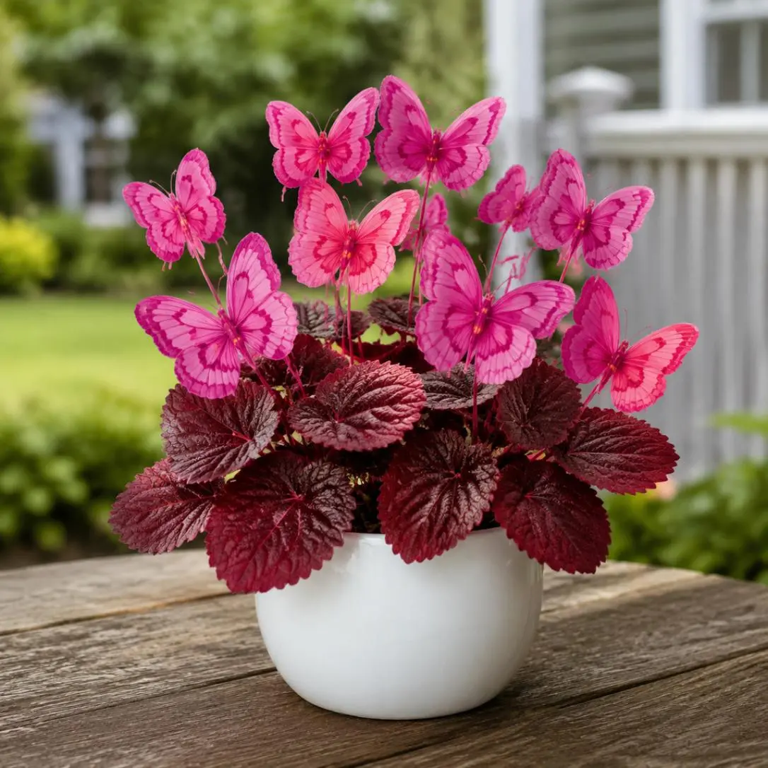 Pink Butterfly Hosta Flower Seeds – Striking Pink Foliage for Indoor Pots, Shaded Borders, Patio Planters and Unique Home Garden Decor