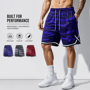 Men’s summer striped breathable mesh athletic casual shorts with elastic waistband and drawstring, basketball training shorts