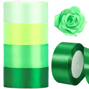 4-Piece Satin Ribbon Set, Rainbow Color Silk Ribbons for DIY Crafts, Wedding Decorations, Gift Wrapping, Bouquet Packaging, Bouquet Wrappers