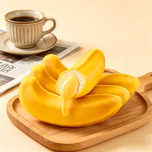 Ambient Banana-Filled Soft Bread Loaf, Real Banana Center - Natural Sweetness Snack, Dessert,summervibes