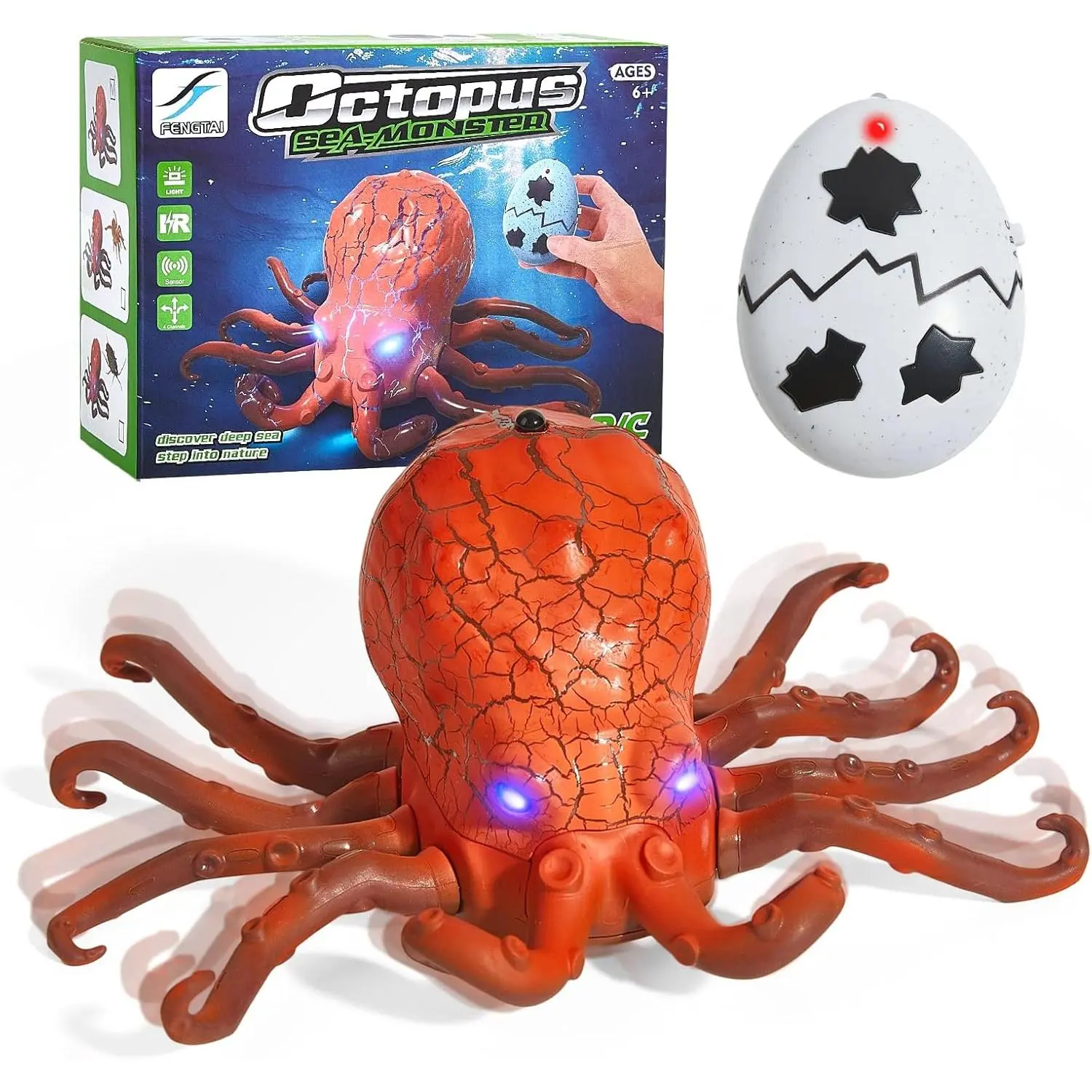 Remote Control Animals Crawling RC Octopus Toy with LED Eyes & Wave Motion Movement, Remote Control Car s Toys, Robot Toys for Boys & Girls Ages 6 & Up, Idea Gift for s Teens Adults Cat Lovers