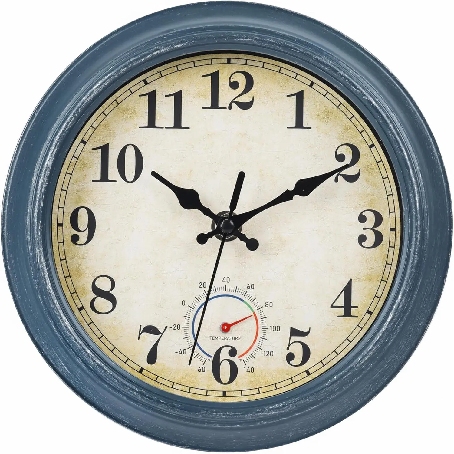 Outdoor Clocks  with  Combo Rustic Coastal Beach Wall Clock Decor for Bathroom Patio Pool (8 Inch,Blue)
