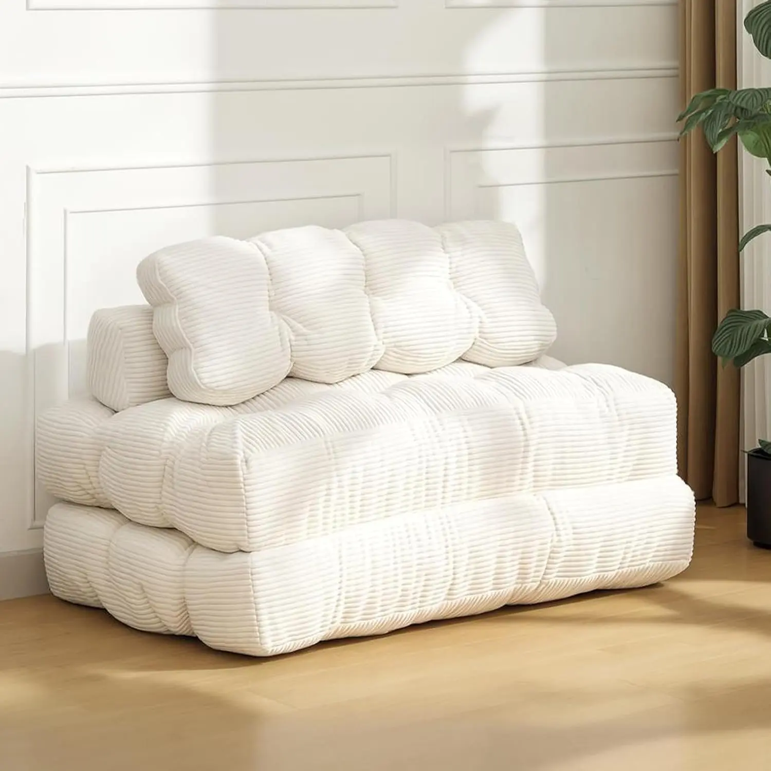 Garvee 3-in-1 Portable Foldable Sofa Bed Chair with Pillow and Foldable Mattress, Back Support, 79 x 52 x 8 Inches, Ideal for Living Room and Bedroom Use