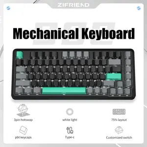 【VALORANT】ZIFRIEND S82 82 Keys Gasket Mechanical  Wired 75% Layout PBT Keycaps Gaming  Side Engraved 3 Pin Hot Swappable Linear Noah Silver Switch transparent aula f87 pro gummy bearkey  cappuller Custom RGB Mini Gaming  creamy for  work keyboard