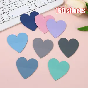 8 Colors Luminous Pet Heart-Shaped Transparent Sticky Notes, Creative Student Label Stickers, 160 Sheets School Stationery Stickers