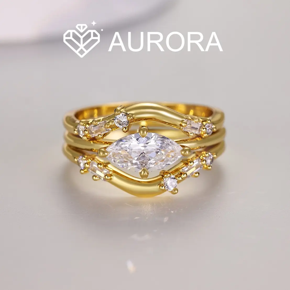 【#201 Twilight V Set】Marquise Cut Moissanite ring Anniversary wedding ring Jewelry Synthetic Moissanite Teardrop Bridal Rings Jewelsring