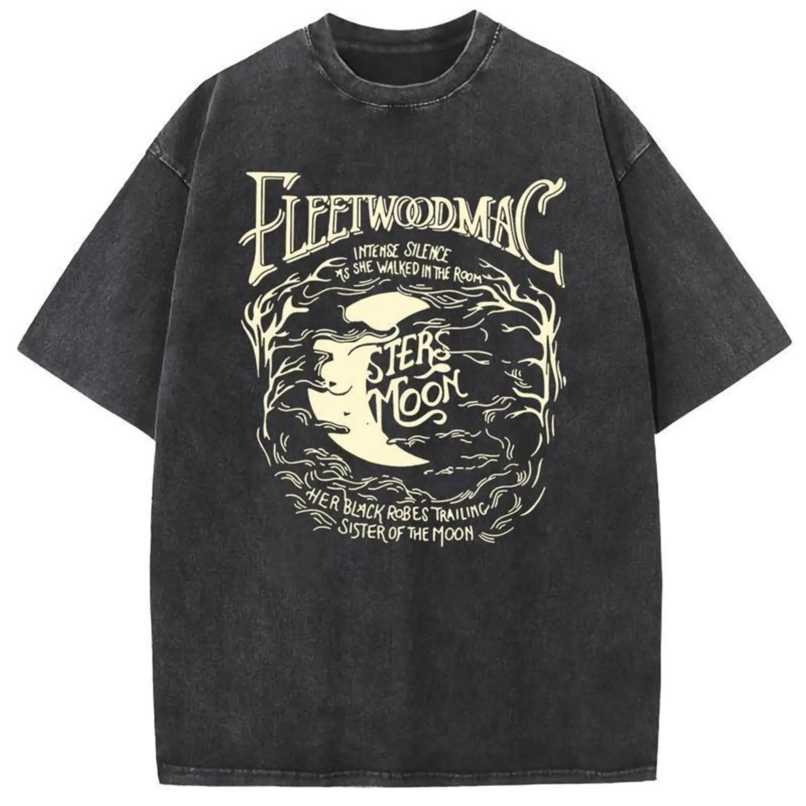 Acid Wash Vintage Moon Pattern T-ShirtHeavyweight Cotton Streetwear graphic vintage tees Menswear Womenswear Crewneck Tshirt
