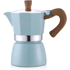 Stovetop Espresso Maker Camping 2 Cup/120ML Moka Pot Easy to Use Italian Coffee Maker (Blue)