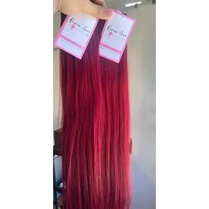 99j red color human hair extensions