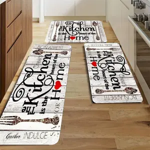 3 Pieces Kitchen Silicone Rubber Non-Slip Mat Set with Cute Print, Ideal for Forks and Knives, Durable and Easy to Clean Kitchen Accessories, Kitchen Runner Rug, Kitchen Rugs Sets, Kitchen Floor Mat