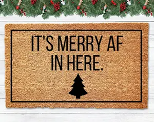 Christmas Doormat, It's Merry AF in Here Doormat, Christmas Doormat, Welcome Mat, Funny Doormat, Holiday Decor, Christmas Decor, Holiday Doormat, Christmas Indoor Outdoor Holiday Decor