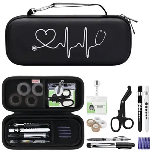 15 Pcs Stethoscope Case Nurse Tool Sets Include Stethoscope Case, Medical Scissors, 2 Penlights with Batteries, Band Wraps, Name Card Holder.