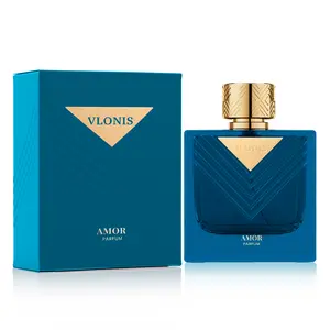 VLONIS AMOR Eau de Parfum for Men 3.4 Oz 100ml - Sweet Mint Vanilla Cedar Cologne Long Lasting | Bold Scent Aromatic Blue Fragrance for Date Night Gift for Him