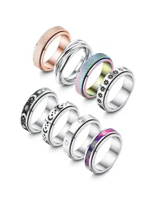 8Pcs Stainless Steel Spinner Rings Anxiety Relief Fidget Band Rings Anti Stress Spinning Rings Set For Women Men Stacking Ring Stackable Fidget Rings For Daily Holiday All Season Wear Calming Relaxing Jewelry Gift For Teens Adults Stackable Finger Rings