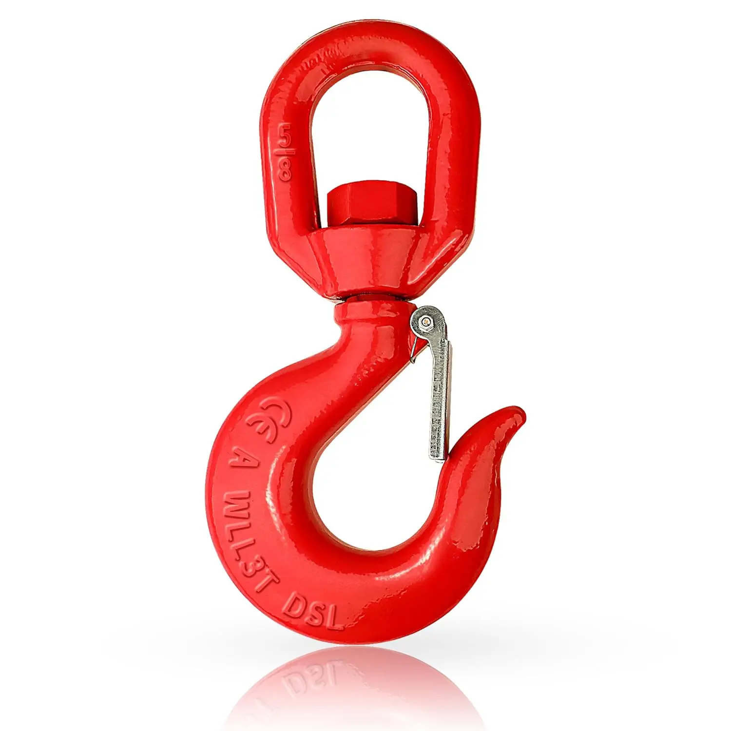 3 Ton Swivel Lifting Hook Heavy Duty Rigging Swivel Hook, G80 Crane Swivel Hook Hoist Swivel Eye Hook for Rigging and Lifting, Rotating Swivel Hook with Safety Latch for 6614 lbs Load Capacity