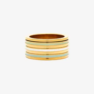 Wide Enamel Stripe Fidget Ring