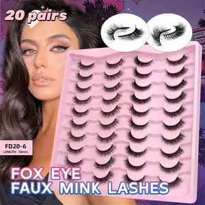 20 pairs of mixed shaped false eyelashes, new 3D fluffy and soft eyelashes, reusable, full eyelash extension makeup, False Eyelashes Extensions