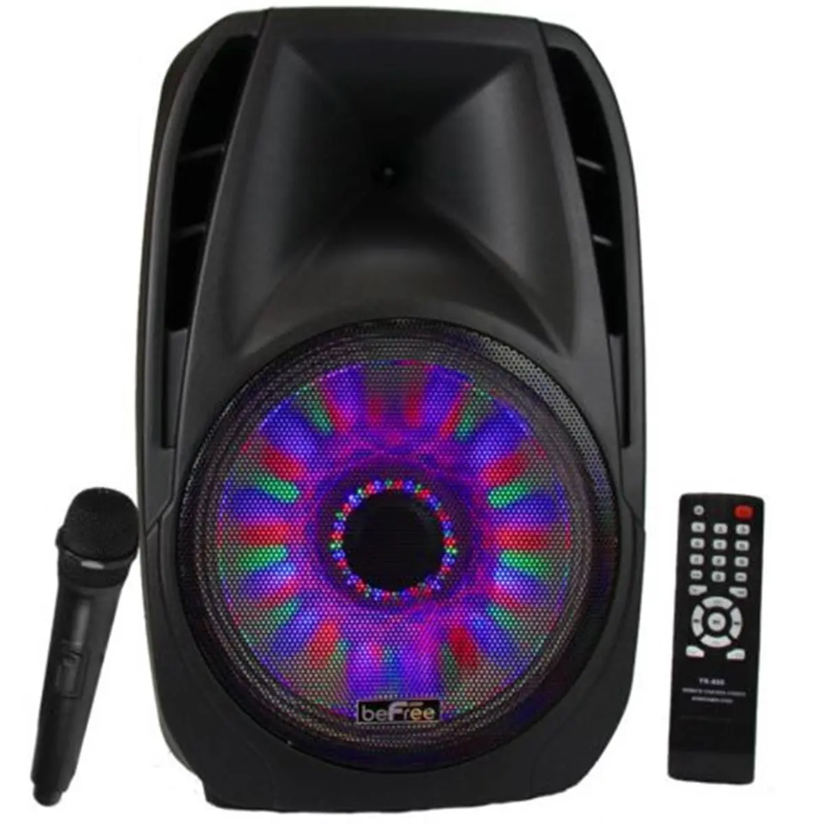 212 MAIN Portable 15 in. Wireless Bluetooth LED Tailgate Speaker with Sound-Reactive Lights, Volume Control, Audio Playback, Guitar Input, Auxiliary Input, USB+SD Card Slot, Remote Control, Rechargeable Battery, Wireless Speakers, Bluetooth Led Speakers