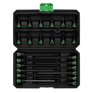 3/8" Drive Impact Torx Bit Socket Set, Extra Long Torx Socket, S2 Alloy Steel Star Bit Sockets, 24PCS Star Bit Set, T10-T60, 2in & 6in Long, CR-V & S2 Alloy Steel Set, Enhanced Storage Case