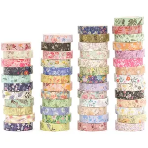 Washi Tape Pack 50 Rolls Floral Printed Masking Tape  Decorative for Arts, DIY Crafts, Journal Supplies, Planners, Scrapbook, Card/ Wrapping