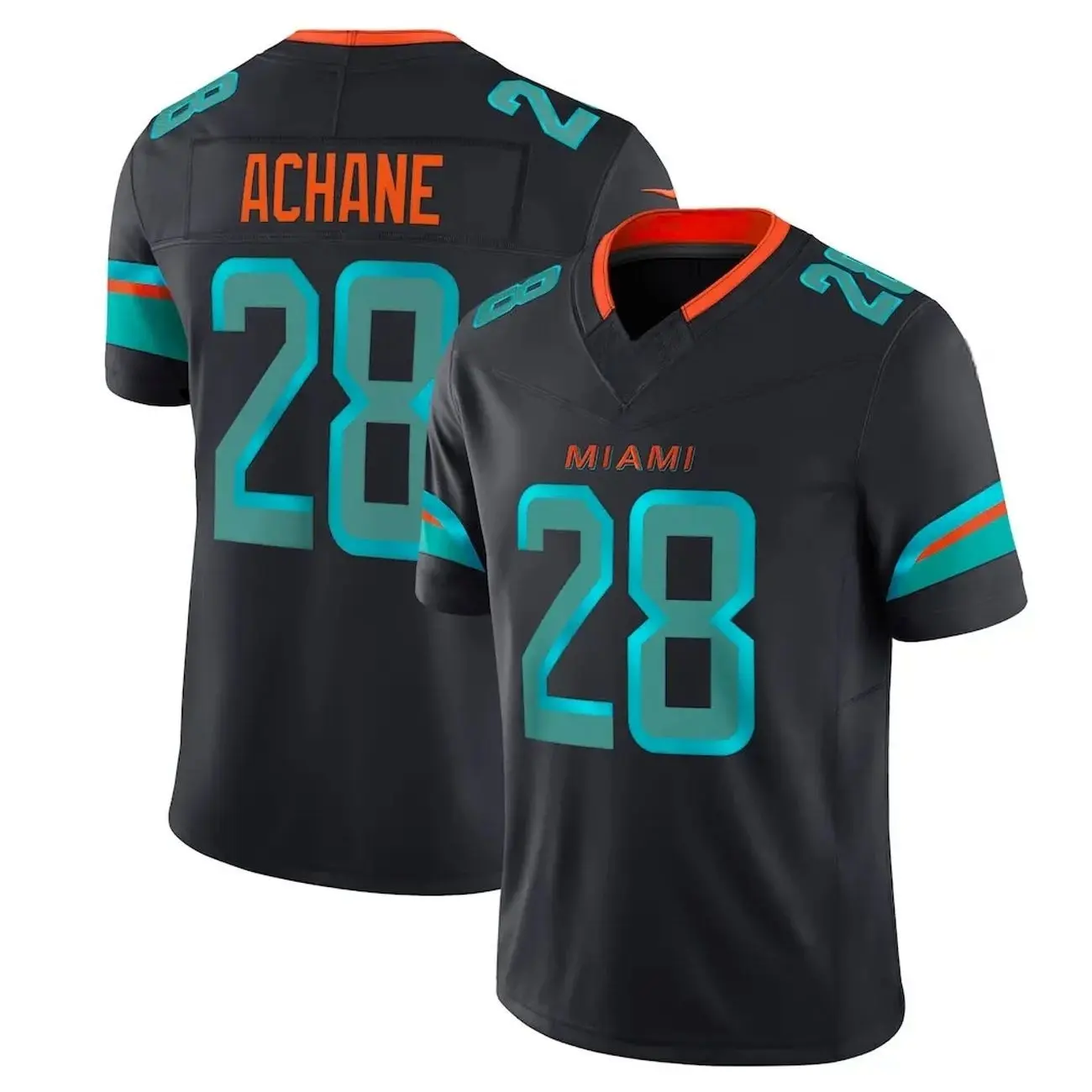 Full Print Achane #28 Black Jersey Shirt, America Football Jersey, Sport Clothing, Football Uniform, Jersey For Football Fans, Gift for him