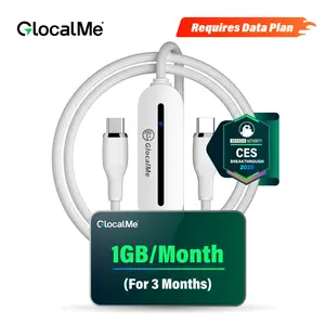 Data Plan Required | Type-C Cable | GlocalMe UniCord 3-in-1 Data Cable & 65W PD Wall Charger with 4G LTE Hotspot – Register to Get 1GB/Month for 3 Months
