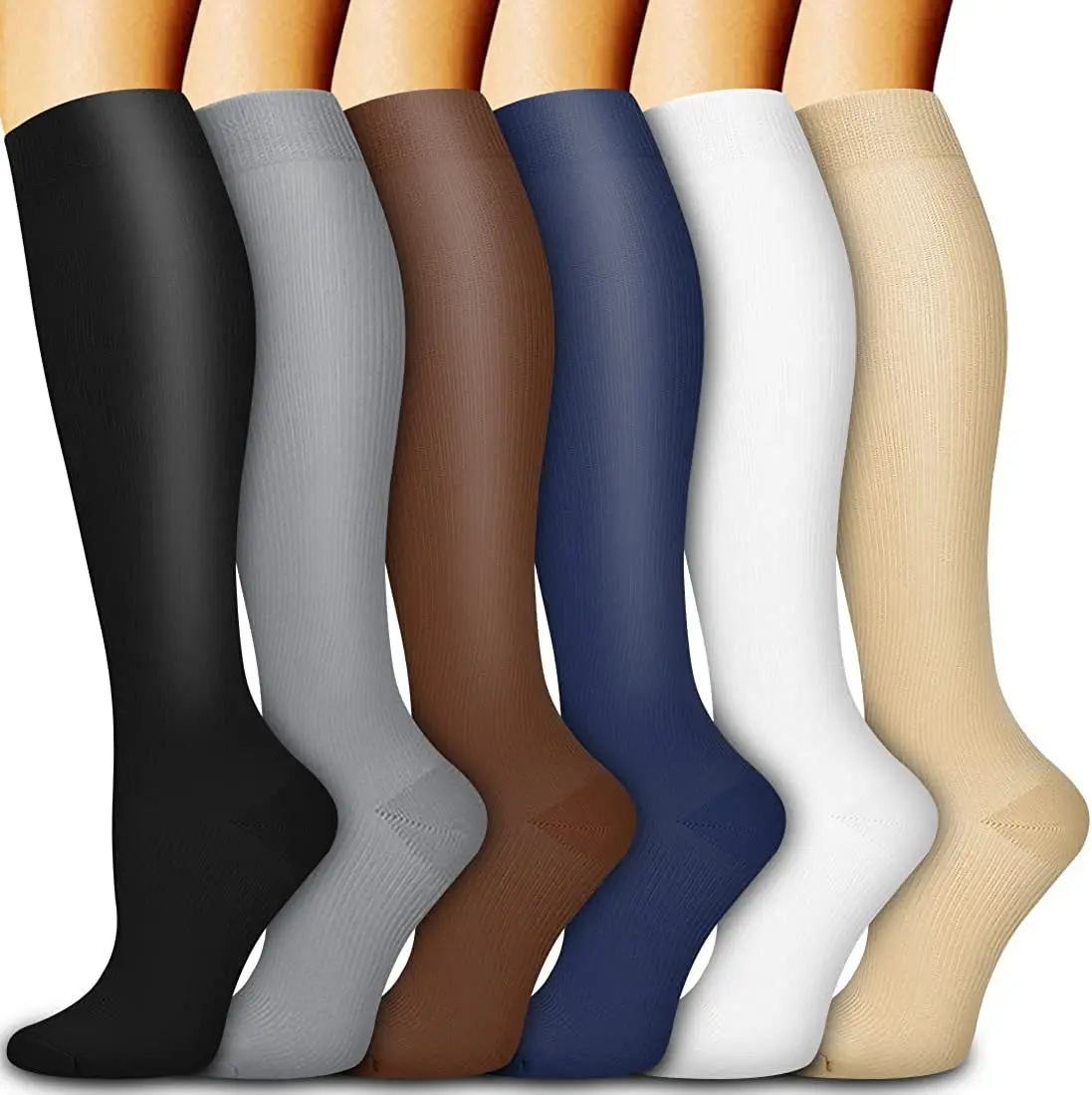 JointlyCreating Compression Socks for Women and Men 6 Pairs Best Support for Running Athletic Nursing Travel Graduated Compression Soft Fabric Unisex