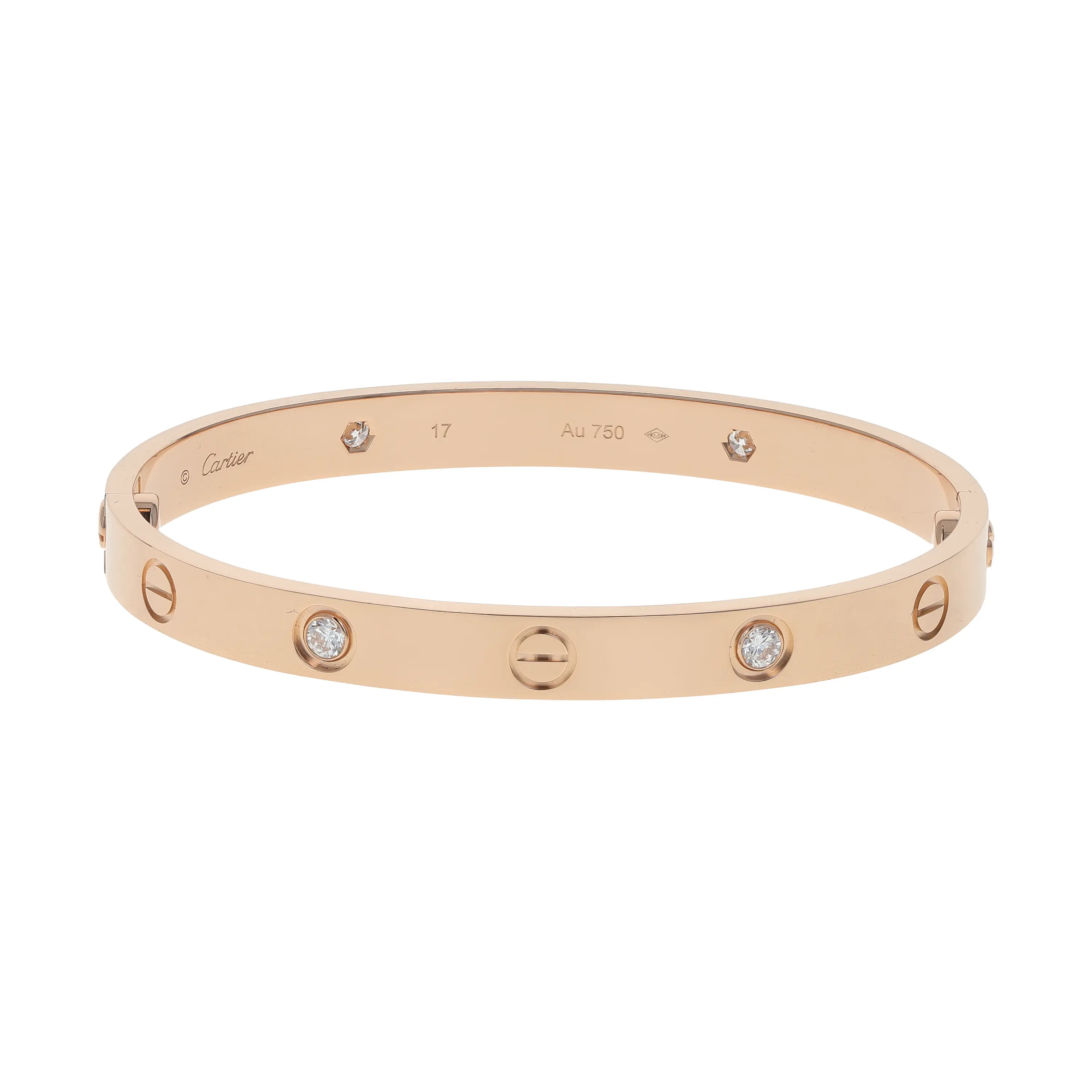 Pre-owned Cartier Love Bangle Bracelet Size 17
