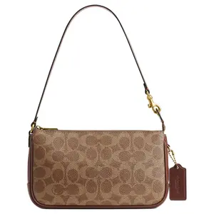 Coach Plaza 21 Small Leather Tote with Brass Hardware for Women