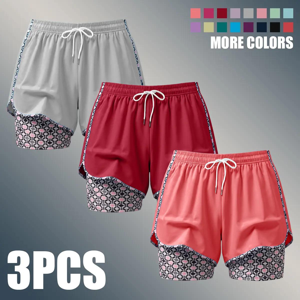 Women's Double-Layer Casual Quick-Dry Athletic Shorts, Breathable Lightweight Activewear Sports Clothes for Outdoor Training, Bottoms, Outdoor‑Ready Wear