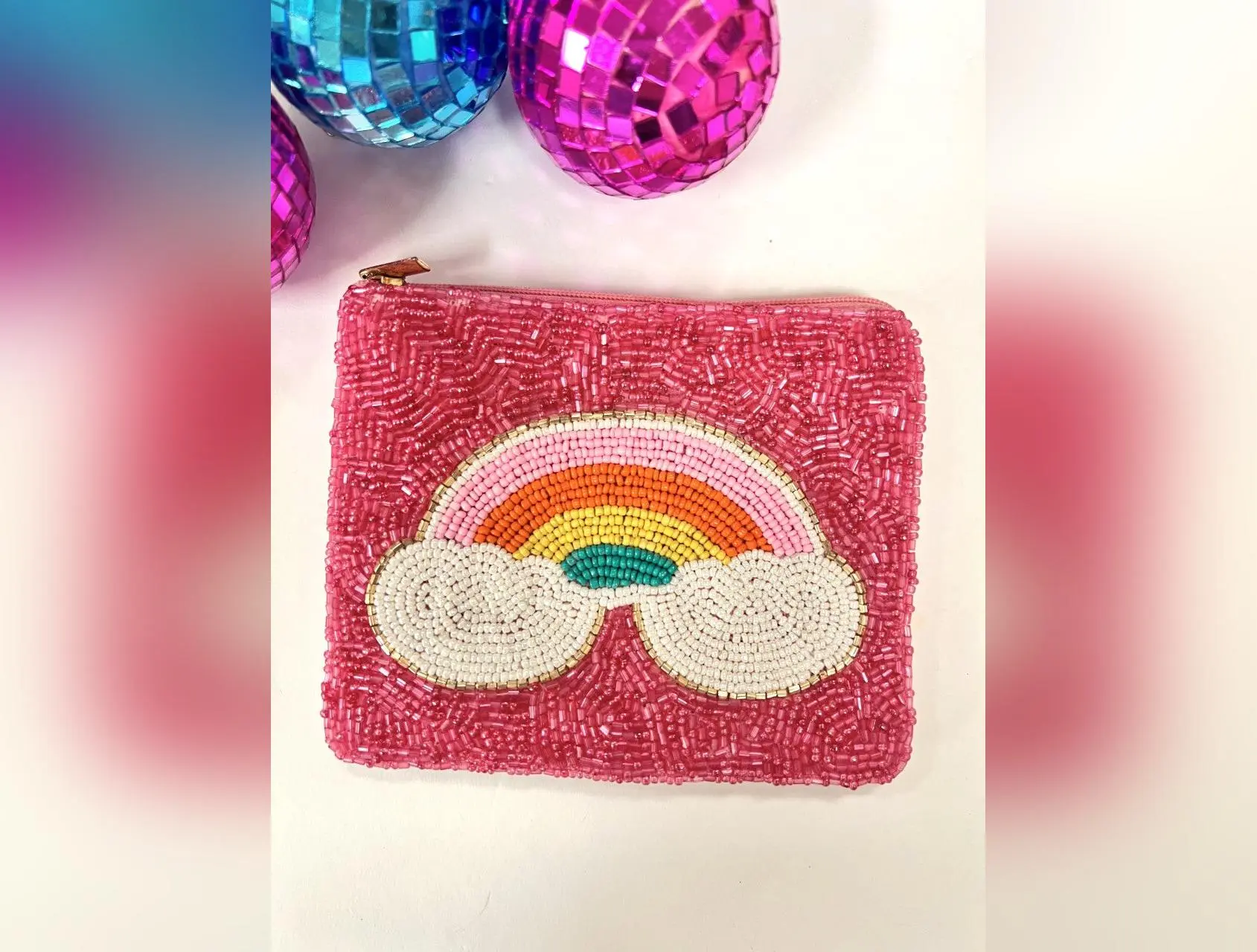 Rainbow Beaded Coin Purse