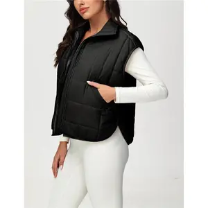 Puffer Vest Women Casual Quilted Sleeveless Packable Jacket Padded Puffy Vest with Pocket Lightweight Womenswear Tops Basic