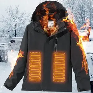 Autumn Winter Men Women Smart Heating Jacket USB Carbon Fiber Heating Travel Coat Winter Men Women Heating Cotton Jacket Waterproof Windproof Outerwear