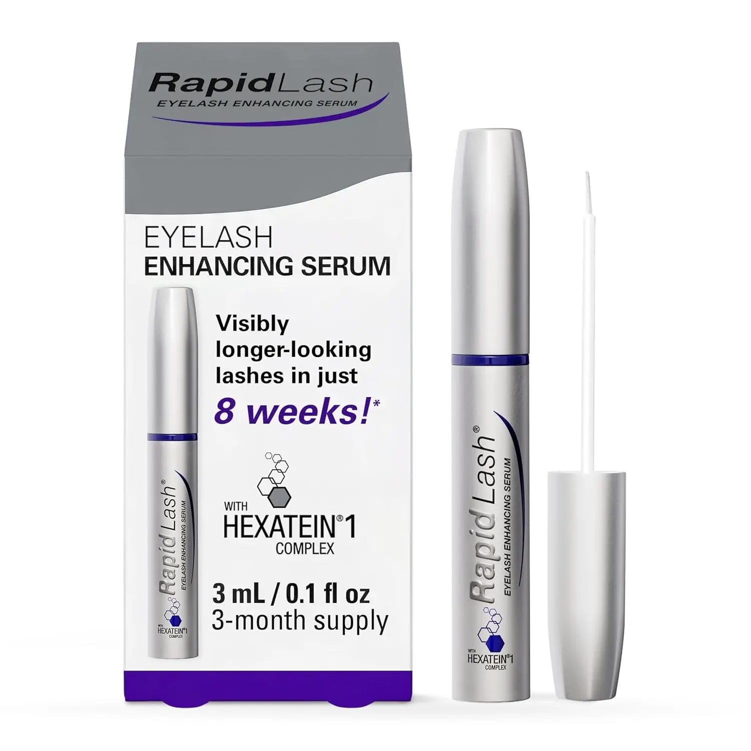 rapidLASH Eyelash Enhancing Serum with HEXATEIN 1 Complex – Lash Serum for Eyelashes Conditioning & Hydrating – Longer-Looking, Fuller and Thicker Appearing Lashes – 3 mL / 0.1 fl oz