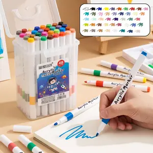 Tip Acrylic Paint Markers, Waterproof & Fade-Resistant, Quick Dry, NoBleed, Multi-Surface Art Pens for Rock Painting, Wood, Canvas, Glass, Fabric, Metal,Plastic, DIY Crafts, Scrapbooking, Art Supplies for Kids, Teens & Adults