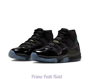 Black Patent Leather & Nylon High-Top Sneakers with Gamma Blue Translucent Sole – Retro Basketball Style