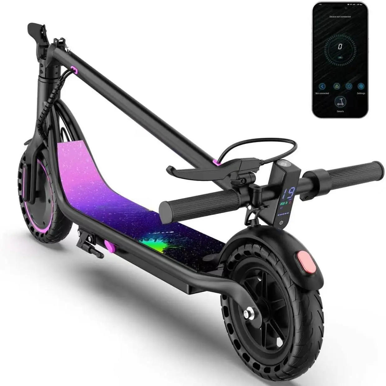 Electric Scooter, Powerful 500/300W Motor, Max Speed of 22/19 MPH, Range of 28-15 Miles, Lightweight Foldable Kick Scooter with Dual Braking Systems, Smart APP