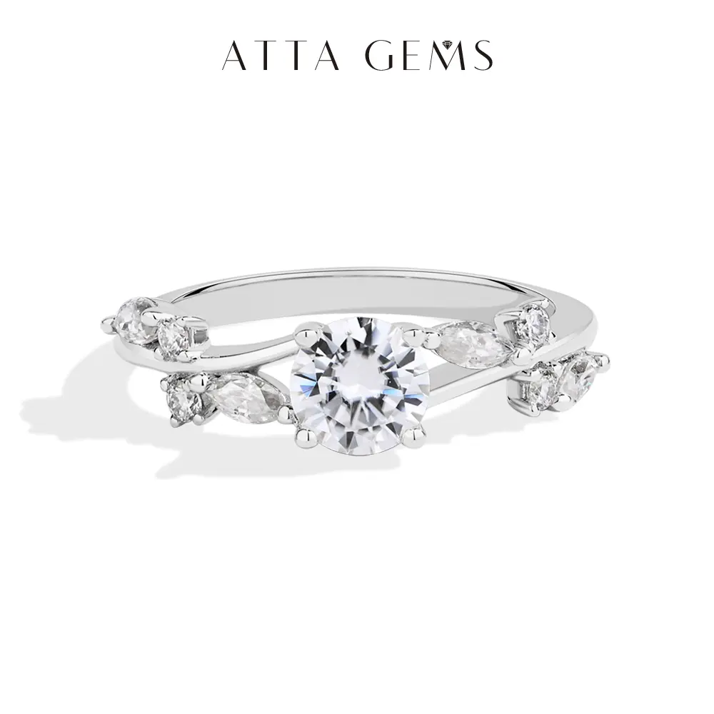 ATTAGEMS Round Cut 0.8ct Synthetic Lab-Created Moissanite Ring for Women Engagement 925 Sterling Silver Rings Wedding Birthday Gift Anniversary Prom Party Holiday Date Casual Biling Jewelry R283, Bridal Engagement Ring, Moissanite Decorated Ring,summerwin