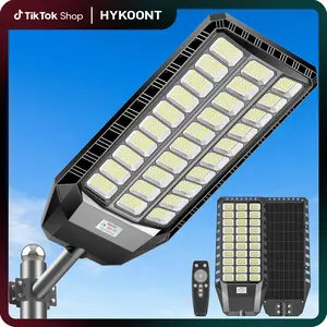 HYKOONT 9000 Plus Large Solar Street Light Super Bright Flood Lights Outdoor Solar Parking Lot Lights Dusk to Dawn Outdoor Lighting Motion Sensor and Remote Control